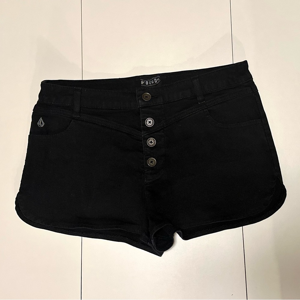 Volcom black denim shorts